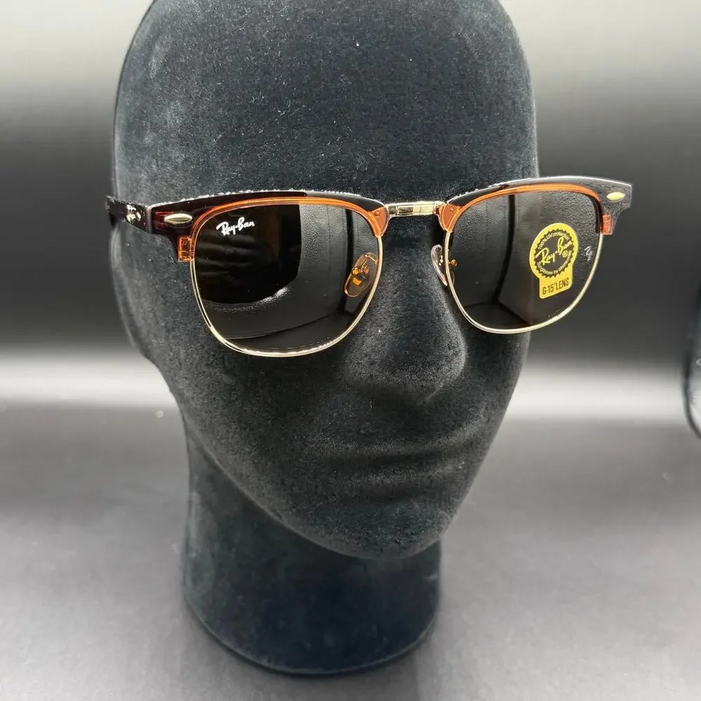 Ray-Ban RB3016 Clubmaster W0365 Brown Gold G-15 Sunglasses 51-21-145
